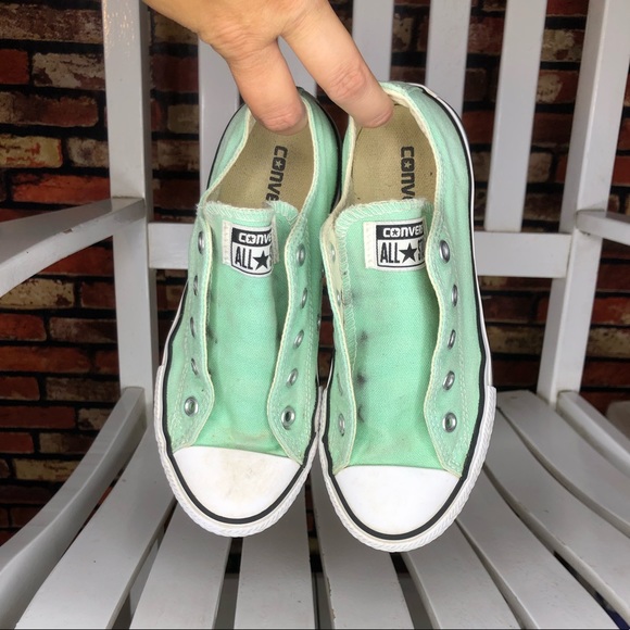 1Y Mint Green Converse Chuck Taylor Sneakers - Picture 5 of 9